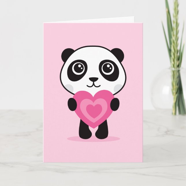 Panda med hjärta, Glad Alla hjärtans dag-kort Kort (Framsida)