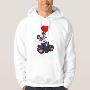 Panda med hjärta hoodie