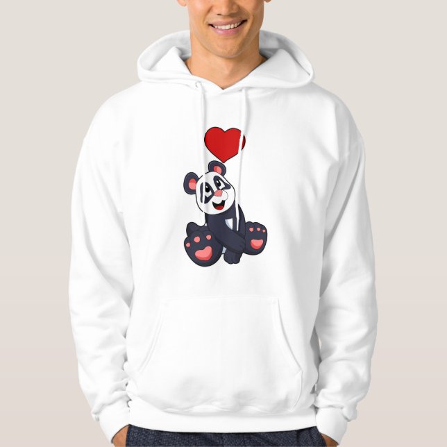 Panda med hjärta hoodie (Framsida)