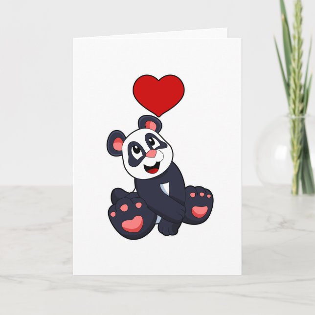 Panda med hjärta kort (Framsida)