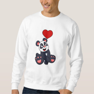Panda med hjärta lång ärmad tröja