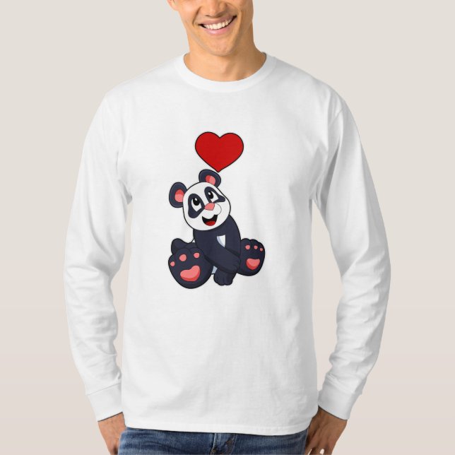Panda med hjärta t shirt (Framsida)