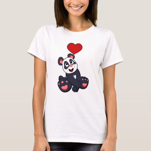 Panda med hjärta t shirt (Framsida)