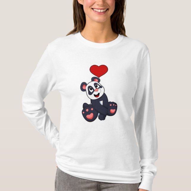 Panda med hjärta t shirt (Framsida)