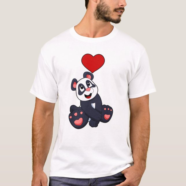 Panda med hjärta t shirt (Framsida)