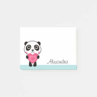 Panda med hjärtapersonlignamn post-it block