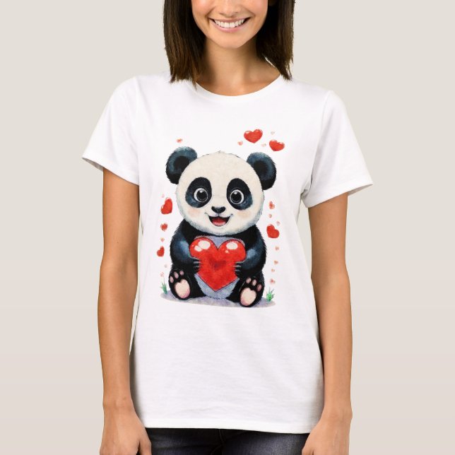 Panda med hjärtfärg - Kärlek-målning T Shirt (Framsida)