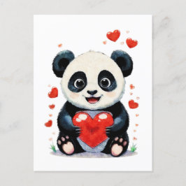 Panda med hjärtfärg - Kärlek-målning Vykort