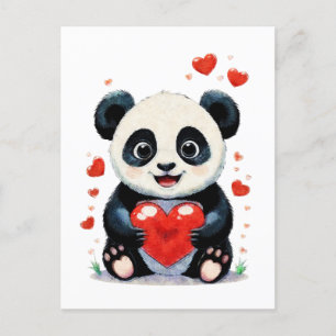 Panda med hjärtfärg - Kärlek-målning Vykort