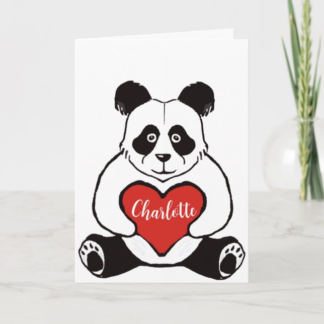Panda med hjärtfödelsedag kort (Framsida)
