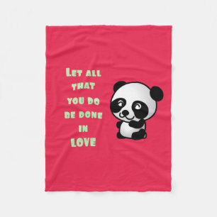 Panda med inspirerande Kärlek-citat Fleecefilt