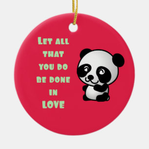 Panda med inspirerande Kärlek-citat Julgransprydnad Keramik