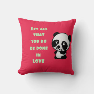 Panda med inspirerande Kärlek-citat Kudde