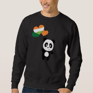 Panda med Irland-ballonger kutdjur för Bra Lång Ärmad Tröja