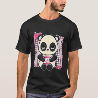 Panda med jordgubbsmjölk t shirt