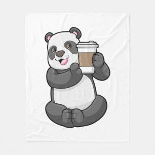 Panda med kaffe att åka till fleecefilt