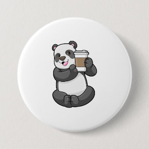 Panda med kaffe att åka till knapp
