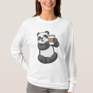 Panda med kaffe att åka till t shirt