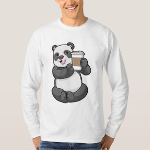 Panda med kaffe att åka till t shirt