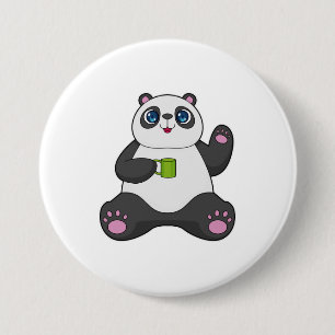 Panda med Kaffe mugg Knapp