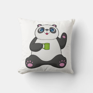Panda med Kaffe mugg Kudde