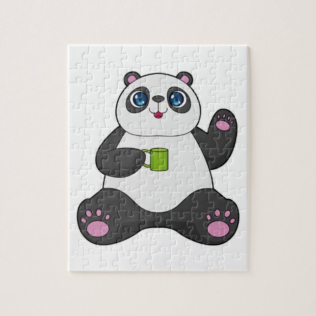 Panda med Kaffe mugg Pussel (Vertikal)