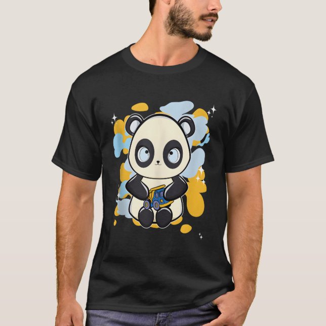 Panda med Leksak T Shirt (Framsida)