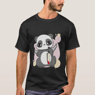 Panda med Lila Ögon Leksak Knivar Kawaii Bear Unge T Shirt