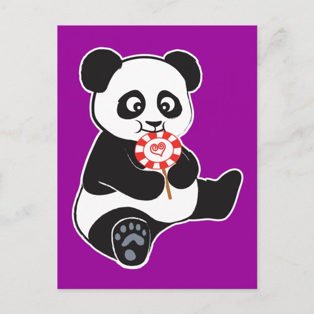 Panda med lollipop vykort (Framsida)