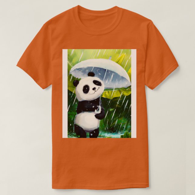 Panda med Löv paraply T Shirt (Design framsida)