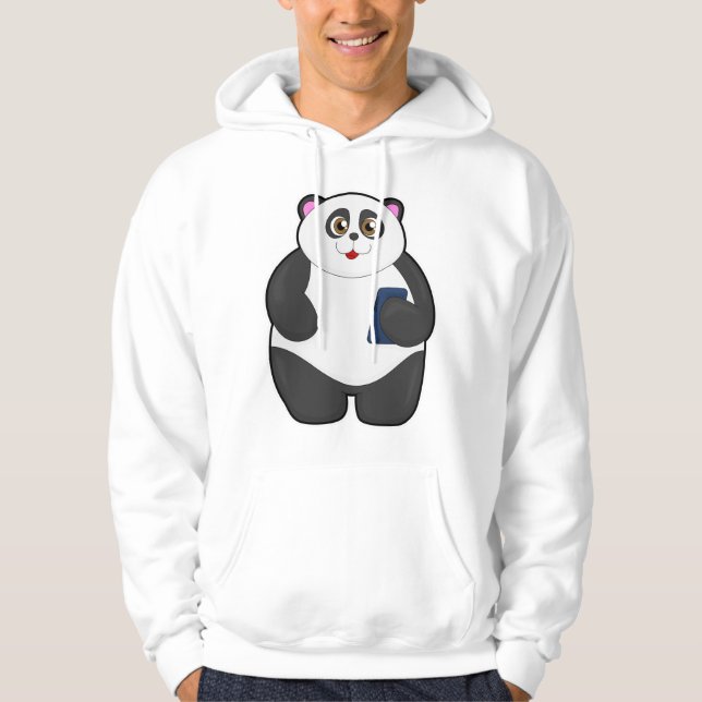 Panda med Mobile mobil Hoodie (Framsida)
