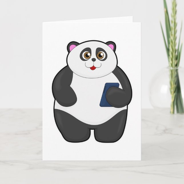 Panda med mobiltelefon kort (Framsida)