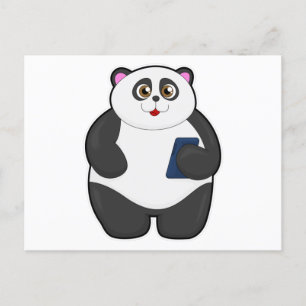 Panda med mobiltelefon vykort