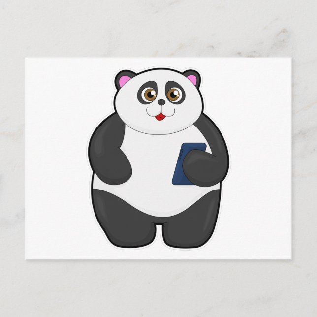 Panda med mobiltelefon vykort (Framsida)