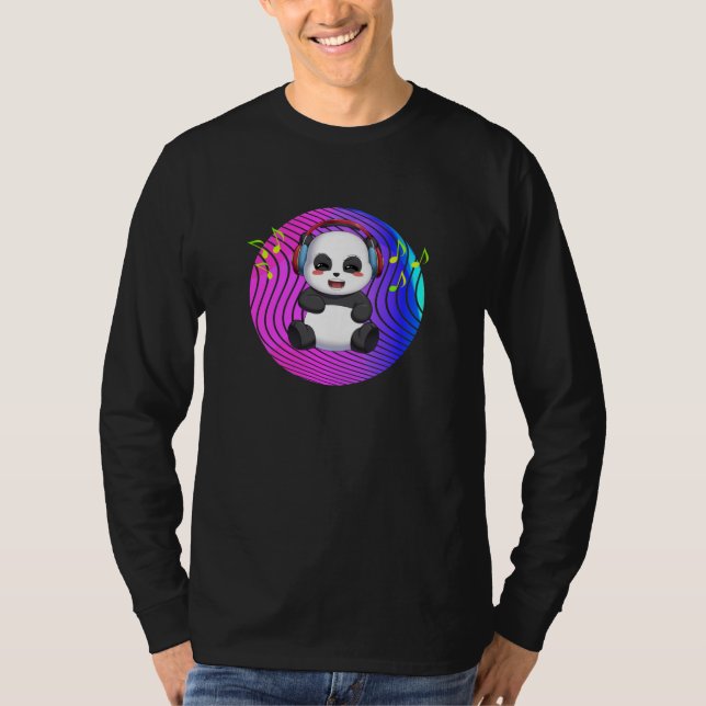 Panda med musikhörlurar DJ T Shirt (Framsida)
