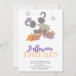 Panda med ögonbukett Halloween middagsfest Inbjudningar