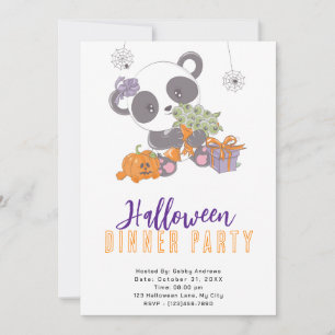 Panda med ögonbukett Halloween middagsfest Inbjudningar