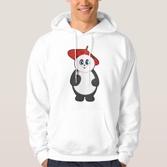 Panda med paraplyer hoodie (Framsida)