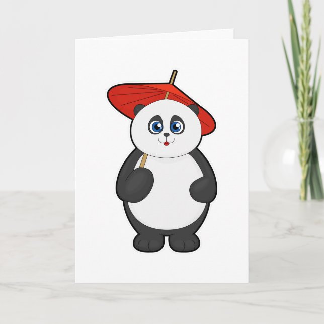 Panda med paraplyer kort (Framsida)
