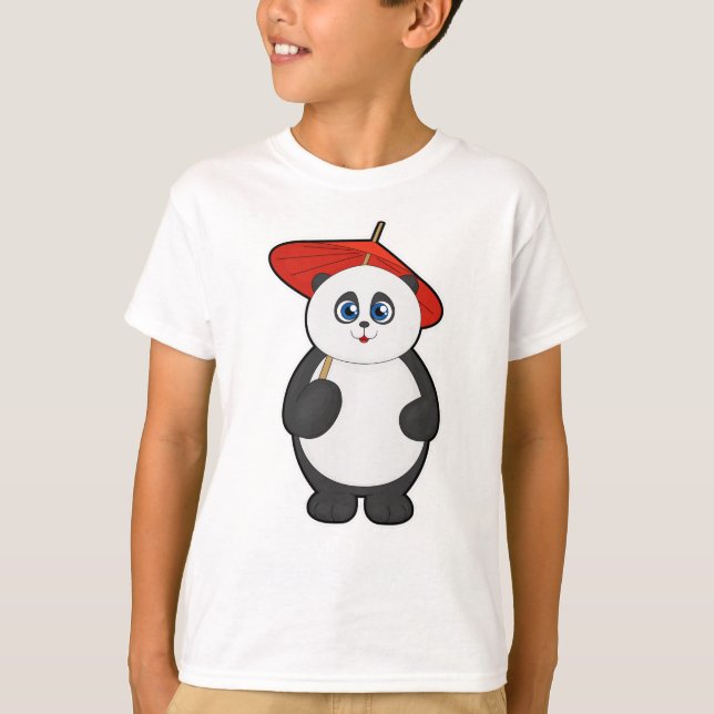 Panda med paraplyer t shirt (Framsida)