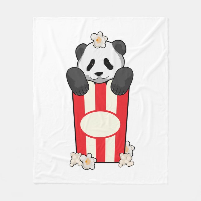 Panda med Popcorn Fleecefilt (Framsidan)