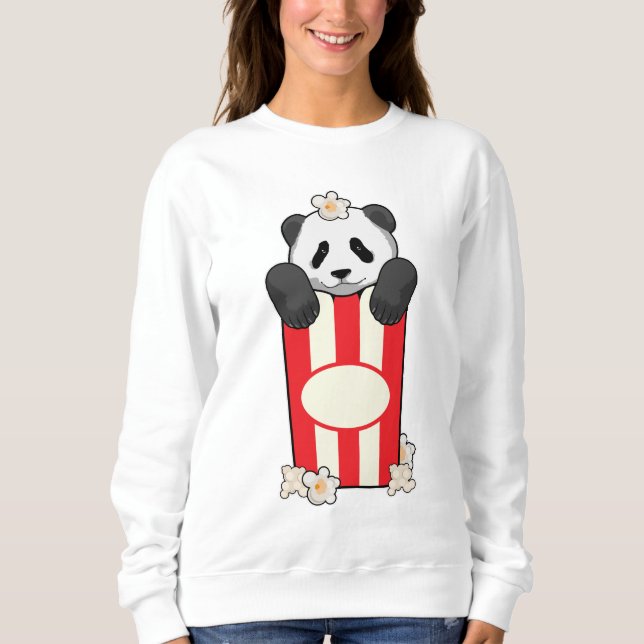 Panda med Popcorn T Shirt (Framsida)
