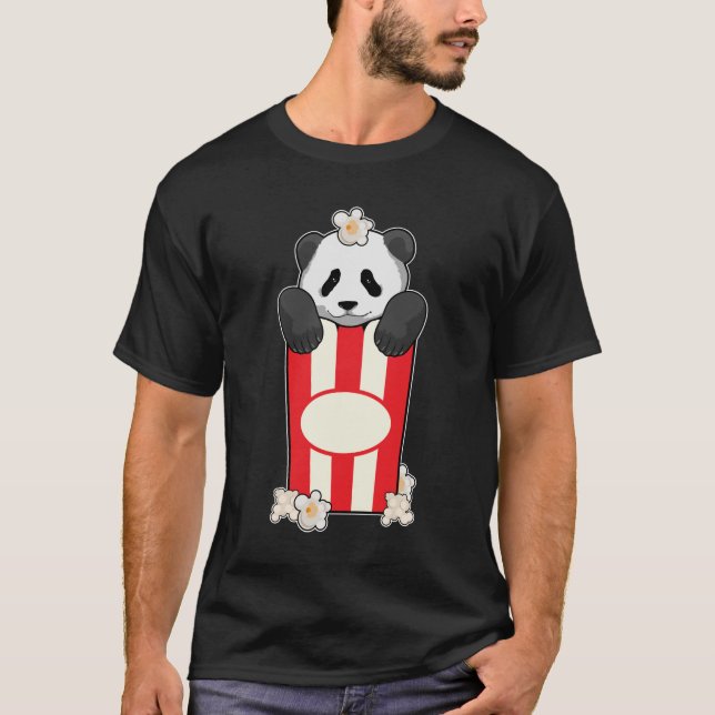 Panda med Popcorn T Shirt (Framsida)