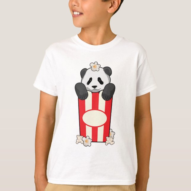 Panda med Popcorn T Shirt (Framsida)
