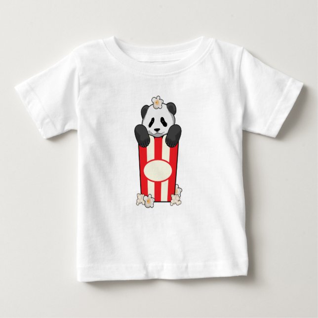 Panda med Popcorn T Shirt (Framsida)
