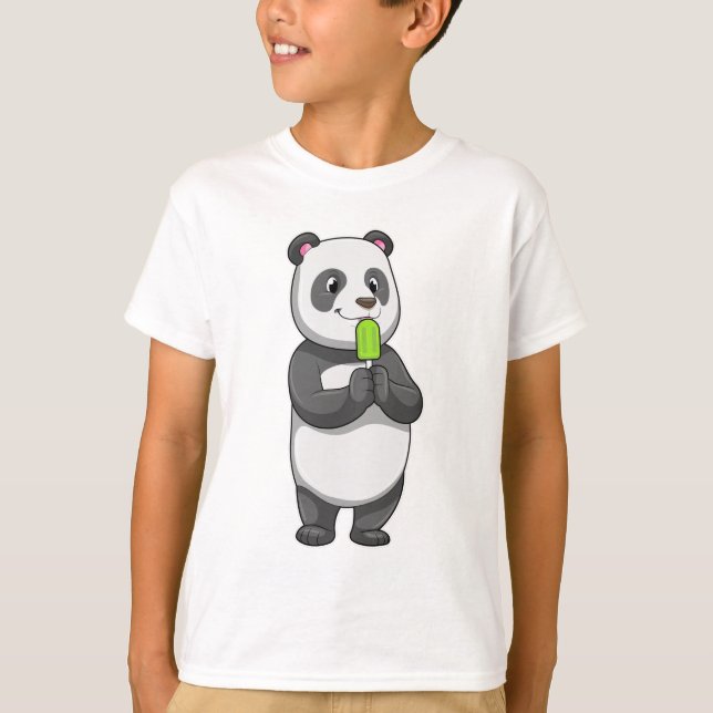 Panda med Popsicle T Shirt (Framsida)