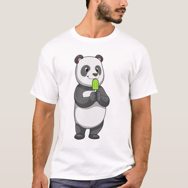Panda med Popsicle T Shirt (Framsida)