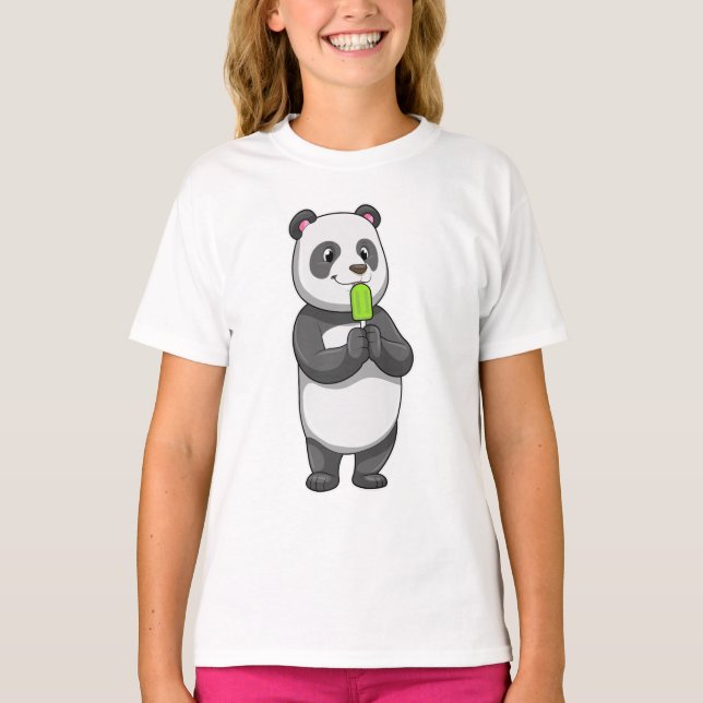 Panda med Popsicle T Shirt (Framsida)