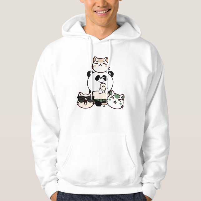 Panda med protesben och kattgäng hoodie (Framsida)