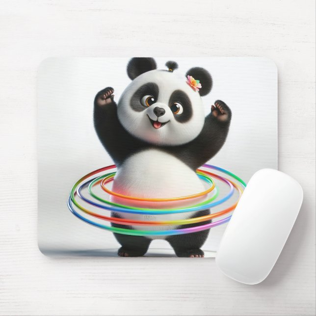 Panda med Rainbow Hula Ringar Musmatta (Med mus)